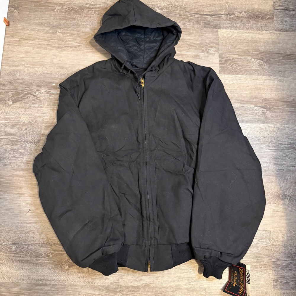 NWT Walls Zero-Zone Mens XL Black Insulated Hooded Duck Canvas Work Jacket